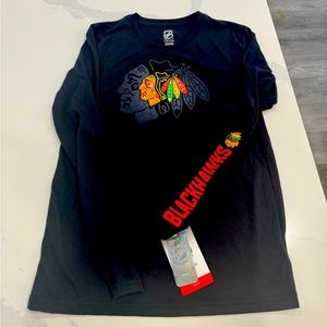 NWT Official NHL Chicago Blackhawks LS T-shirt hockey youth boys XL 18/20
